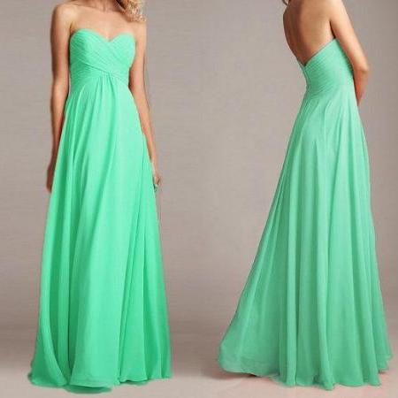Long Chiffon Strapless Gowns with Sweethart Mint Green Plus Size